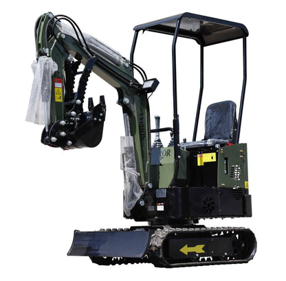 TYPHON TERROR X STORM Mini Excavator 1 Ton Trench Digger with Canopy, Hydraulic Thumb Clip, Bucket