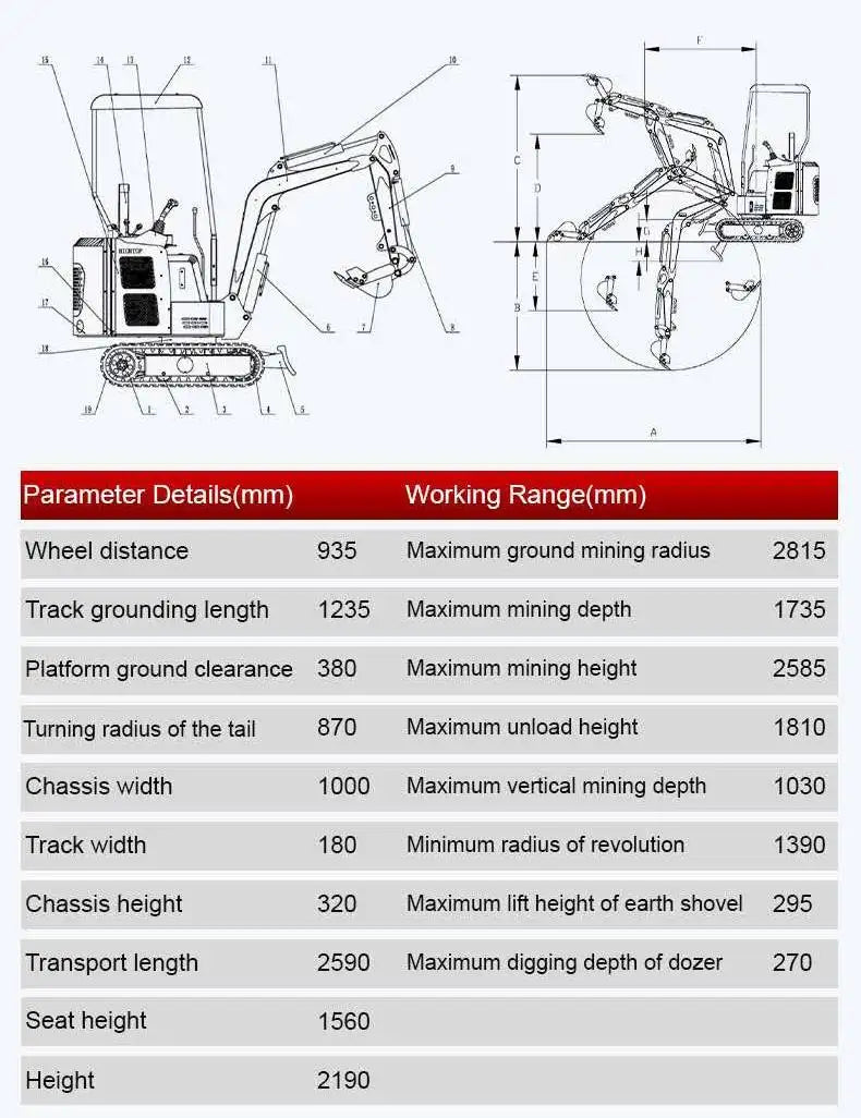 TYPHON TERROR XV STORM Mini Excavator – 1.05 Ton Trench Digger Engine USA