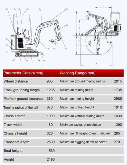 TYPHON TERROR XV STORM Mini Excavator – 1.05 Ton Trench Digger Engine USA
