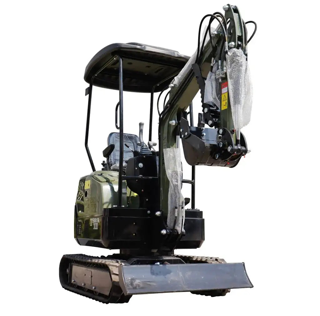 TYPHON TERROR XIII Mini Excavator – 1.3 Ton Trench Digger with Canopy, Hydraulic Thumb Clip, 13.5hp B&S Engine USA