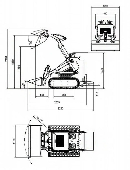 Skid Steer Loader Wheeled 22.1 HP Honda EPA Gasoline Engine for Gardens, Farming