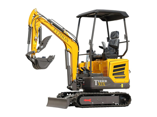 TYPHON TERROR XIX STORM Mini Excavator – 1.8 Ton Trench Digger with Boom Swing, Canopy